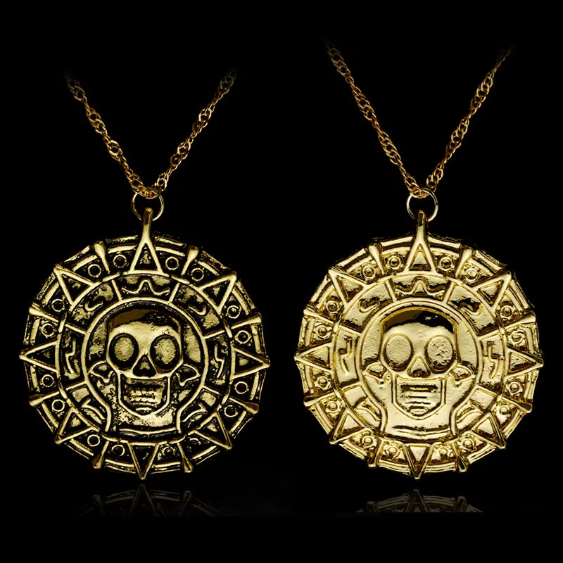 Simple Fashion Niche Necklace Skull Pendant Coin Medallion Vintage Punk Hip Hop Necklace Accessories